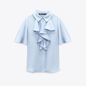 ZARA RUFFLED SATIN EFFECT BLOUSE